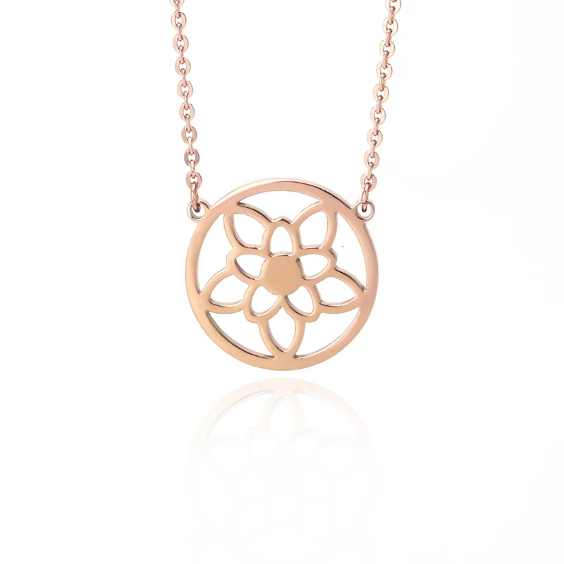 Vintage-flower-Necklaces-Women-Geometric-Necklaces-Round-Necklace-Circle-Pendant-Choker-Jewelry-Stainless-Steel-Necklace