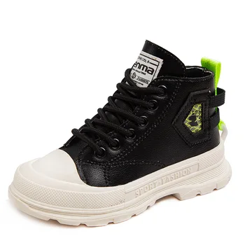

2020 winter new cotton warm children's Martin boots boys and girls low-cut leather boots student non-slip short boots
