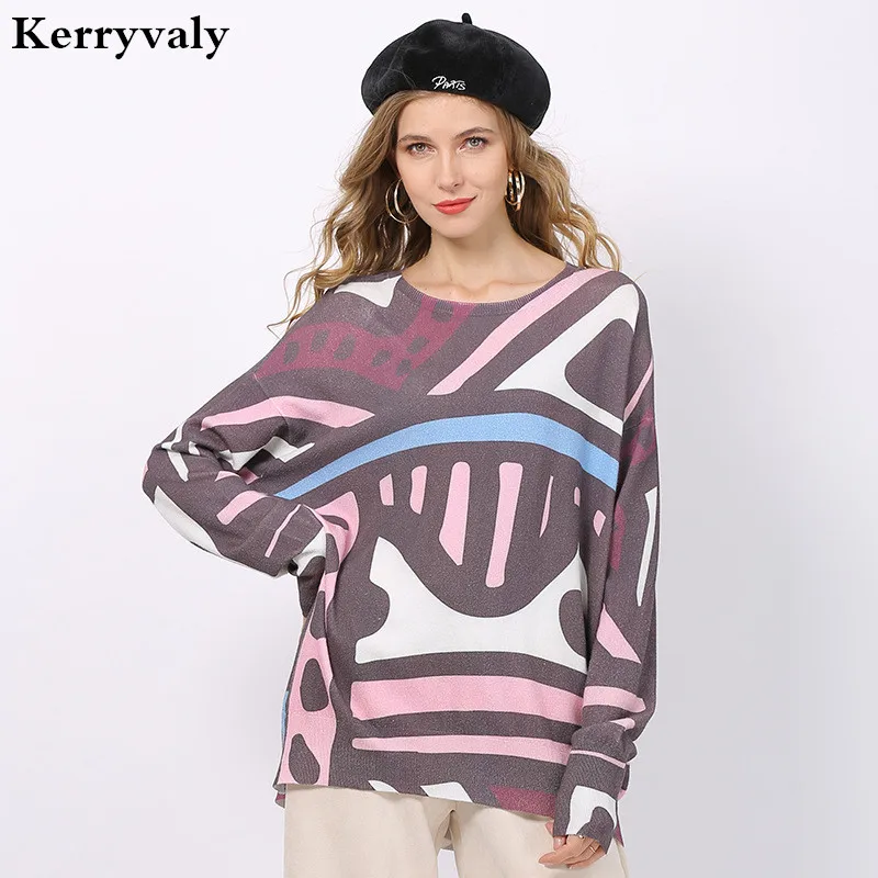 

New Autumn Retro Purple Printed Sweater Women Long Sleeve Pullover Bohemian Loose-Fit Sweater Tops Pull Femme D6345