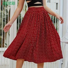 Женская длинная юбка в горошек эластичная лента Высокая Талия свободная модная женская юбка Повседневная Женская юбка размера плюс юбка для вечеринки