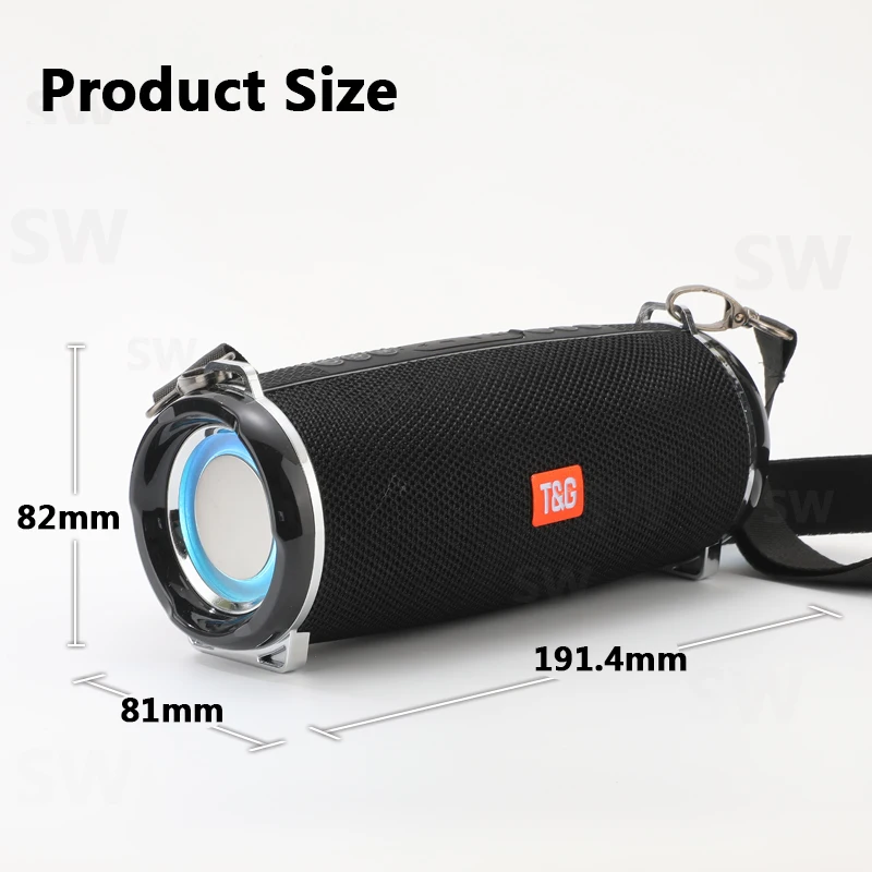 US $24.49 Portable Bluetooth Speaker Outdoor Radio Audio Amplifier Waterproof Soundbar Column U Disk Wireless Subwoofer LED Light Soundbox