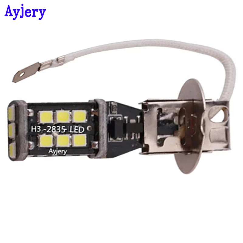 Ayjery 4 шт. H1 H3 светодиодный налобный фонарь 2835 15 SMD DC 12V светодиодный 6500k белый авто противотуманный фонарь лампа для вождения