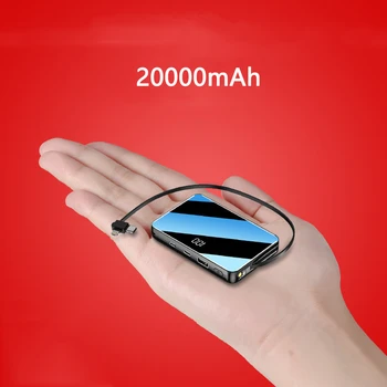 

20000mAh Power Bank Portable Charger For iPhone 11 XR Xs Samsung S9 S20 Xiaomi Powerbank Mirror Screen USB Type C Mini Poverbank