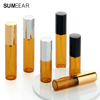 

20pcs 5ml 10ml Amber Spray Bottle Mini Refillable Container Empty Atomizer Perfume Bottles Scent Pump Cosmetic Containers