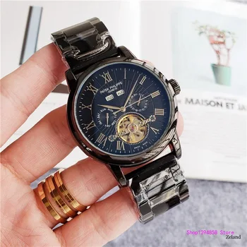 

Patek- Philippe- New Automatic Mechanical Men Watch Silver Blue Stainless Steel Transparent Sapphire Glass AAA Glide Watches 377