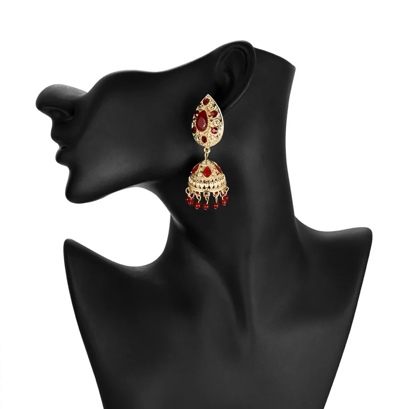 Серьги с коралловыми бусинами индийские Jhumki Jhumka ручной работы Тайланд Будда