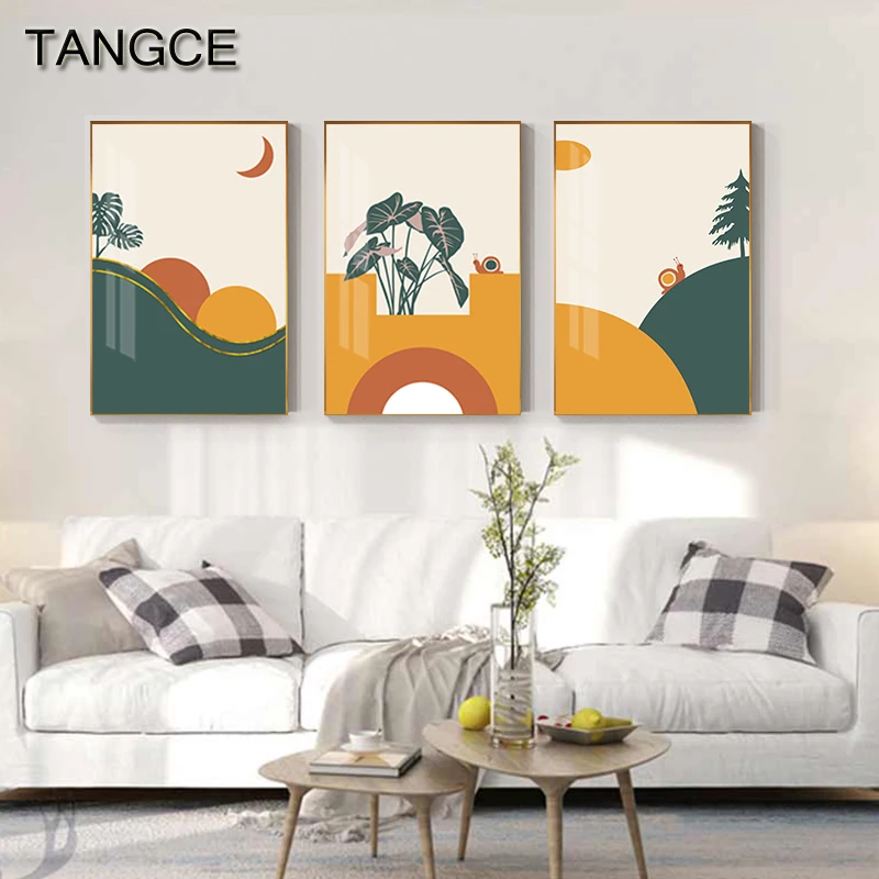 

Nordic Snail Green Plant Poster Print Modern Canvas Painting Wall Pictures for Living Room Nursery Decor Scandinavian Wall Art