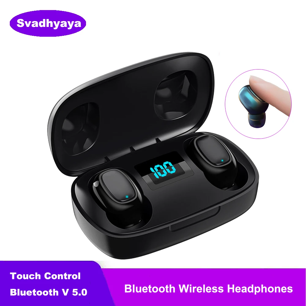 Svadhyaya TWS Bluetooth headset Touch Control Wireless Headphones with Mic Sports Earphones Touch Control Wireless Earbuds Phone
