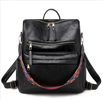 

YILUNXI Retro female bag New women's bags Bags for women Women's leisure backpack Girls' multi-pocket backpack PU backpack