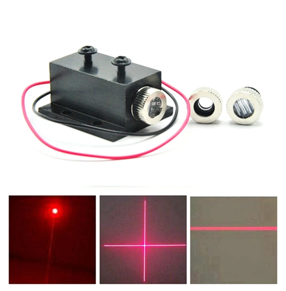 3in1 Dot/Line/Cross Focusable 650nm 50mw Red Laser Module Positioning Lights w 12mm Heatsink dot line cross red lights 650nm 200mw laser diode module 12x30mm focusable point head 3v 5v w heatsink holder