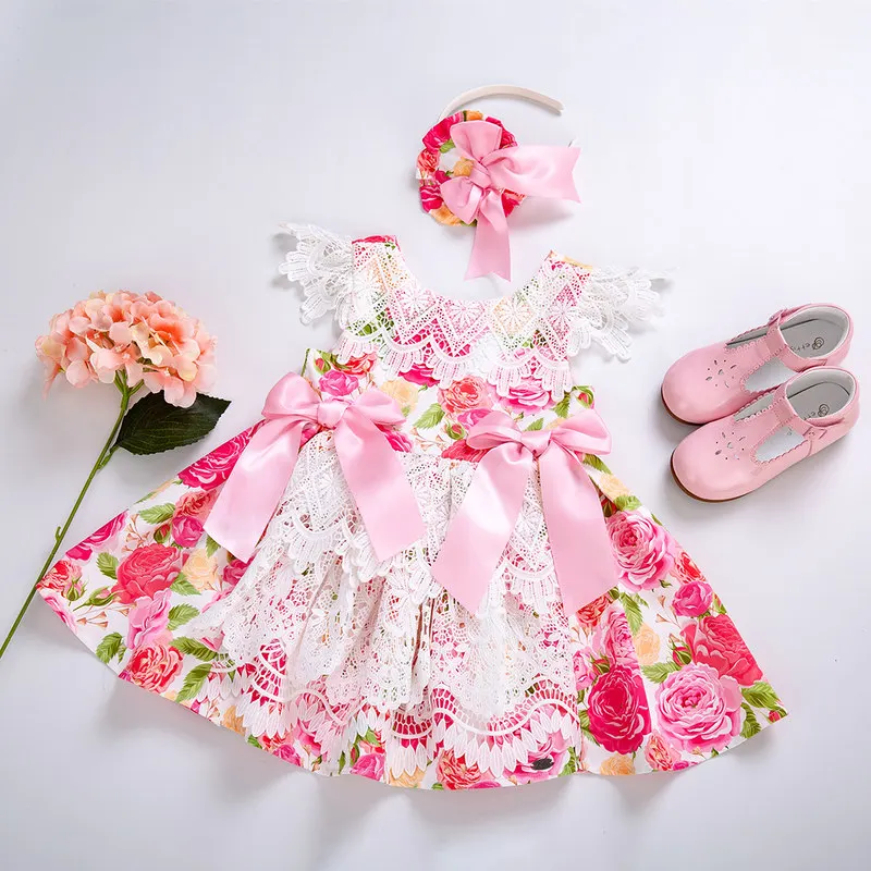 Cutestyles/новое летнее платье принцессы с цветочным узором для девочек Летняя