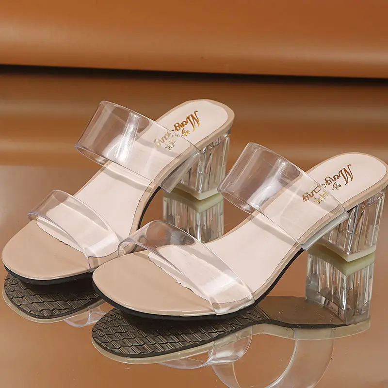 

Clear Heels Slippers Women Sandals Summer Shoes Woman Transparent Shoes High Heels Pumps Wedding Jelly Sandals buty damskie