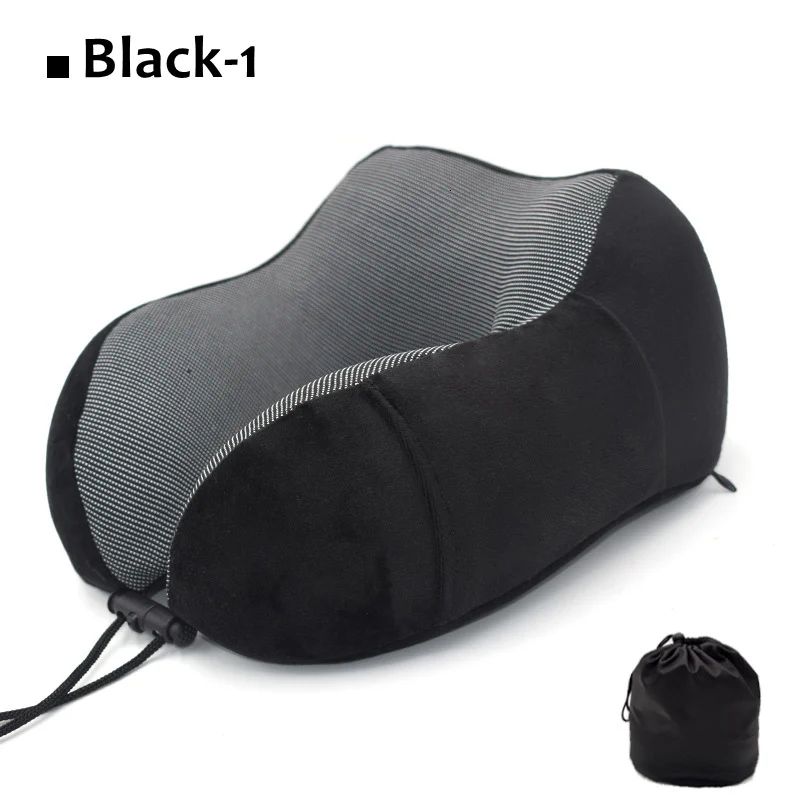 Black Подушка для путешествий, для самолета, автомобиля, офиса, подушки для сна, u-образная подушка для поддержки головы, подбородка, подушка с эффектом памяти, подушка для шеи, Шейная подушка - Цвет: Black