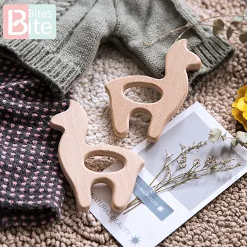 

Bite Bites 1pc Baby Wooden Teether Alpaca Pacifier Clips Chain Pendant Teething Holder Beech Rodent BPA Free Children'S Goods