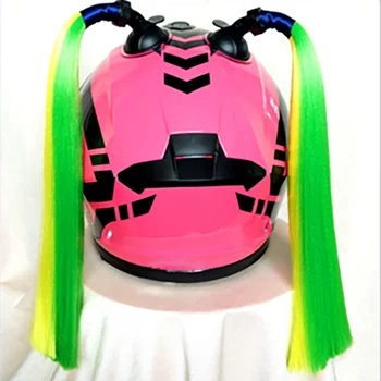 

Woman Motorcycle Moto Helmet Braid With Sucker Ponytail Double Braids Wig DIY Helmet Braid High Temperature Fiber