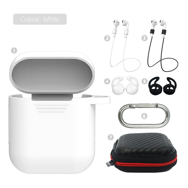 Мягкий силиконовый чехол 7 шт. Набор для Apple гарнитура для Airpods чехол s для Apple Airpods противоударный чехол для Air Pods защитный чехол - Цвет: 7in1-White