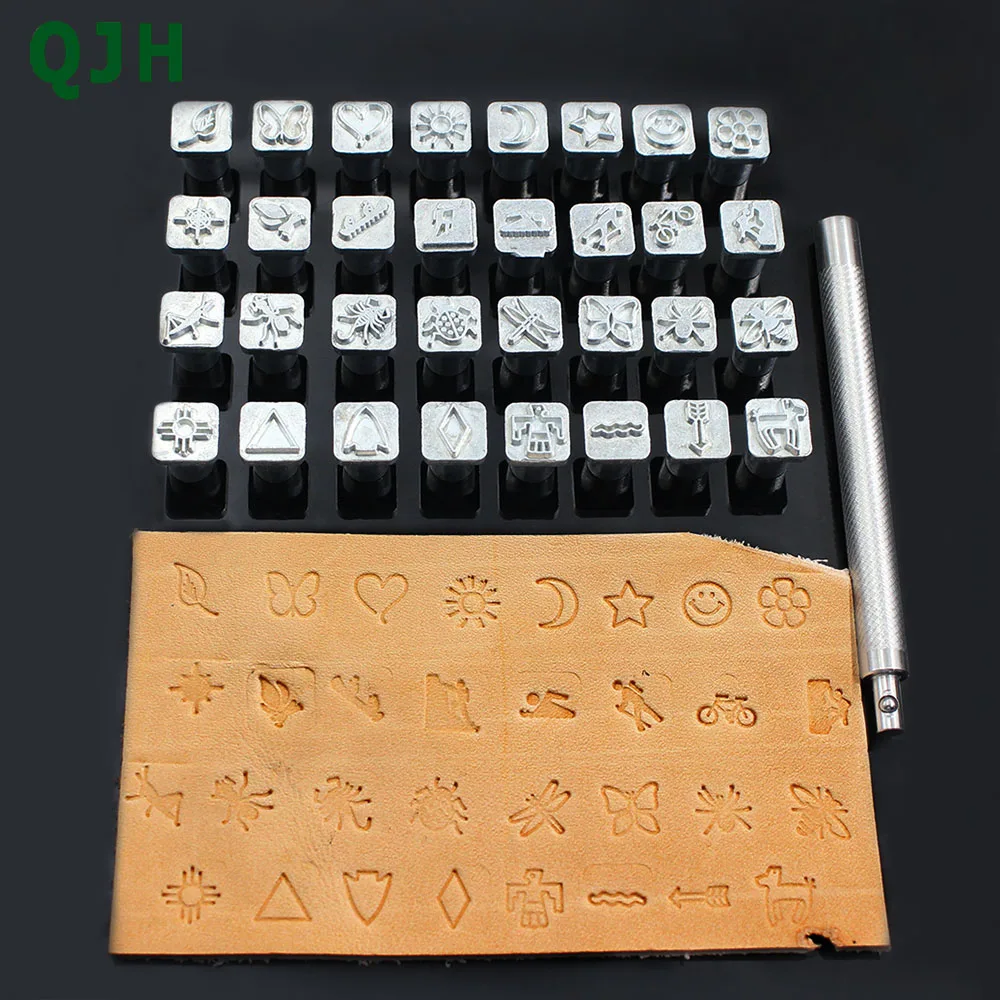 

32 Styles Metal Stamping Punching Tool Set Leather Carving Stamp Tool Leather Craft Stamps Stamping Embossing Mold