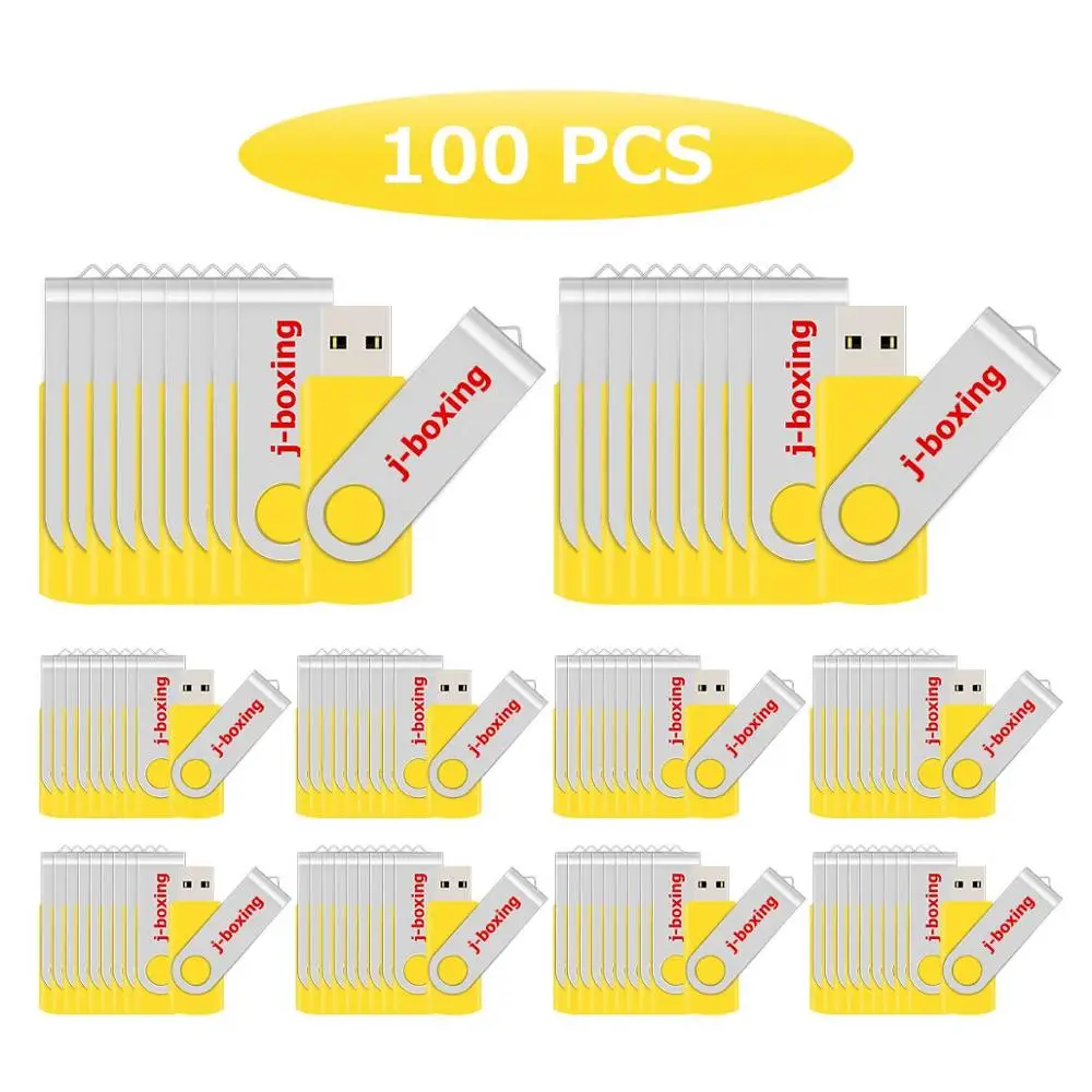 Yellow-100PCS 100 шт USB флеш-накопитель 1 Гб 2 ГБ 4 ГБ объемные флеш-накопители USB 2,0 карты памяти 512 МБ 256 МБ флеш-накопитель 128 МБ 64 Мб металлические вращающиеся диски - Цвет: Yellow-100PCS