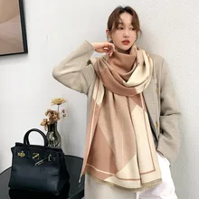 

Luxury Brand Geometric Pattern Winter Warm Scarf for Women Cashmere Shawl Blanket Female Neck Wrap Designer Foulard Bandana