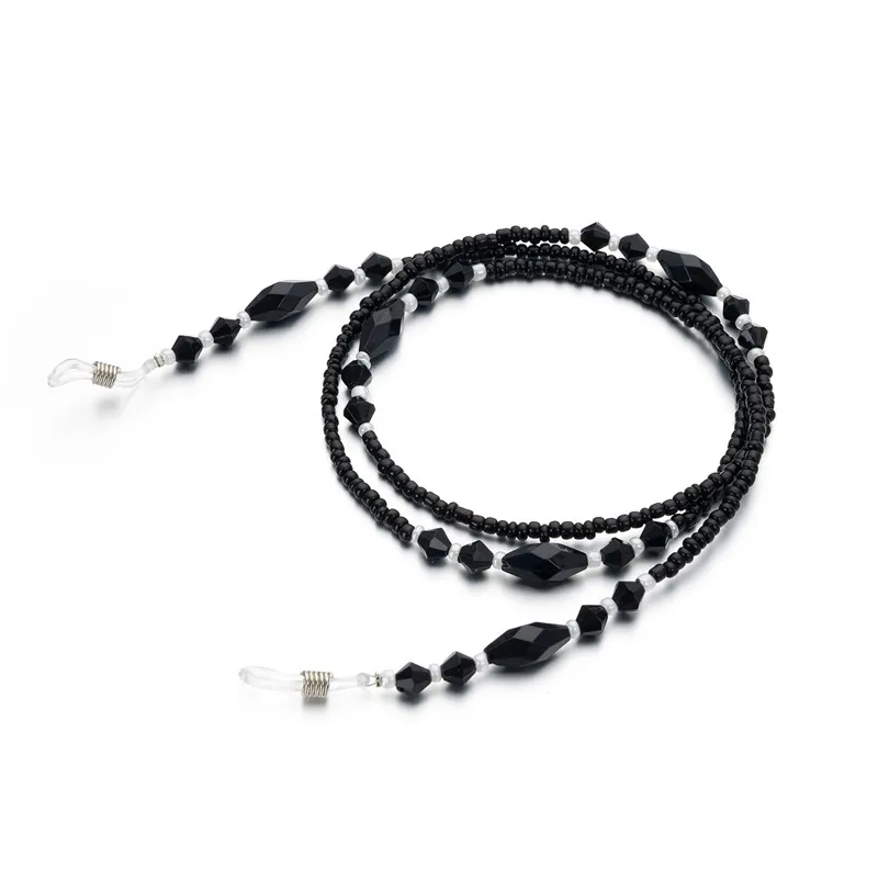 Black Small Black Beaded Chain Eyeglasses Chains Reading Glasses Rope Sunglasses Strap Cord Holder Neck Band Accessories