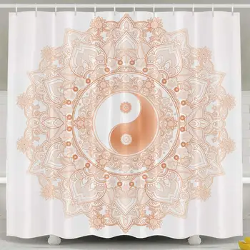

Circle Yin Yang Mandala Symbol Shower Curtain,Wonderful and Creative Design Curtain Bathroom Decor Sets Hooks Shower Bath