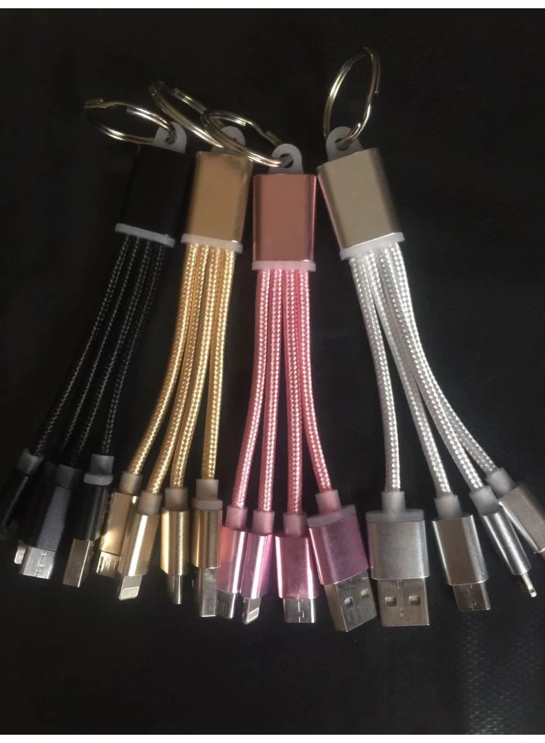 100 шт./лот мобильный 3в1 usb-брелок Android type-C брелок Iphone htc брелок