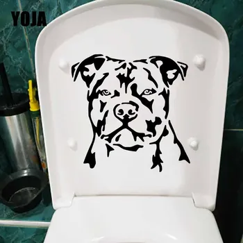 

YOJA 22X22.4CM Staffordshire Bull Terrier Dog Cartoon Home Decor Wall Sticker Toilet Decal Cute Animal T5-1620