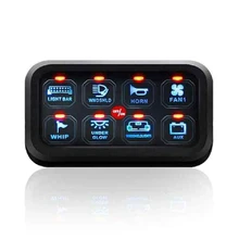 Livraison gratuite bleu LED 8 Gang commutateur panneau Circuit contrôle relais système boîte mince tactile panneau de commande pour bateau Jeep UTV caravane