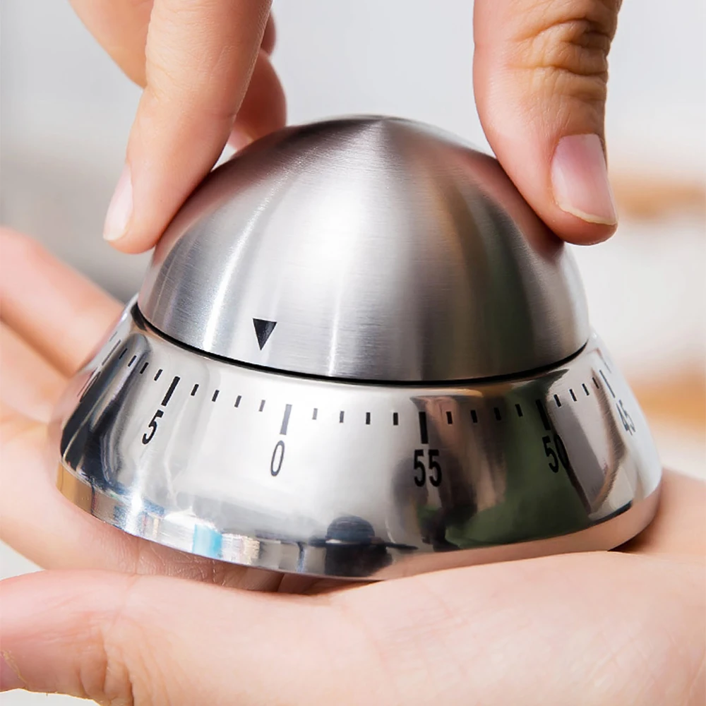 Kitchen timer stainless steel cooking eggs 60 minutes mechanical alarm clock baking cooking tools countdown time management-4