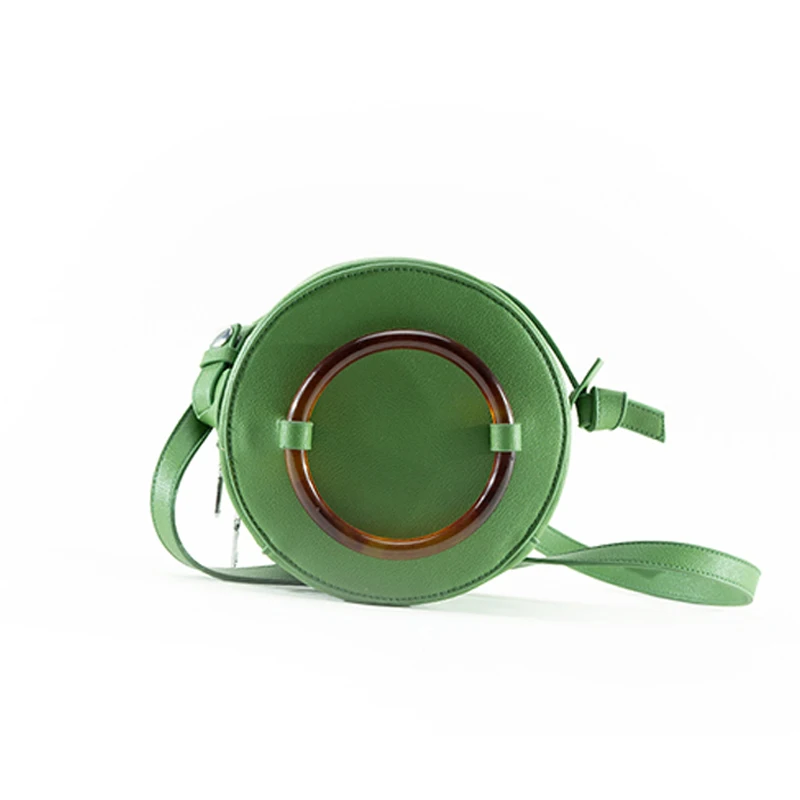 

Vintage Round Crossbody Bags for Women Designer Amber Round Ring Shoulder Bag Luxury Pu Messenger Bag Small Purses Summer 2019