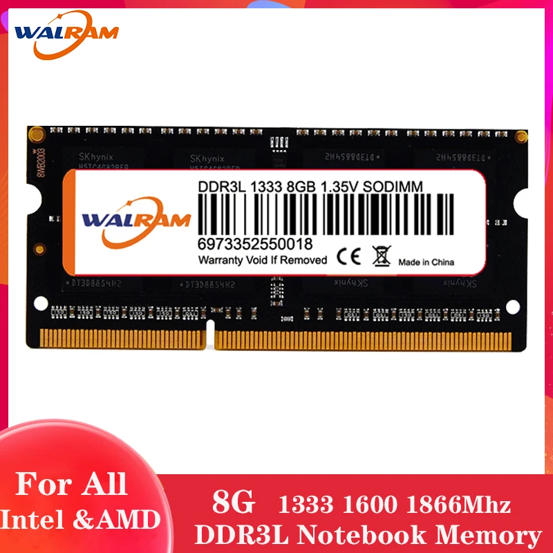 WAL RAM memoria ram DDR3L 8GB PC3-10600S 1600MHZ PC3-12800S 1333MHZ Memory 204pin 1 35 V Laptop Notebook SODIMM | Компьютеры и офис