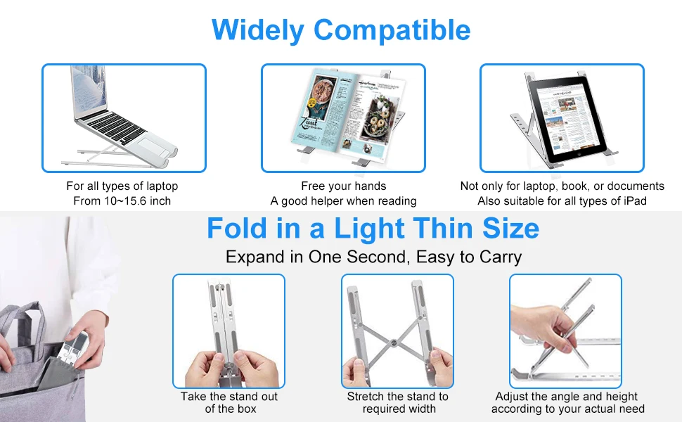 Travel Mini Ventilated Height Adjustable, Ergonomic Riser for Apple Notebook iPad Computer PC Tablet