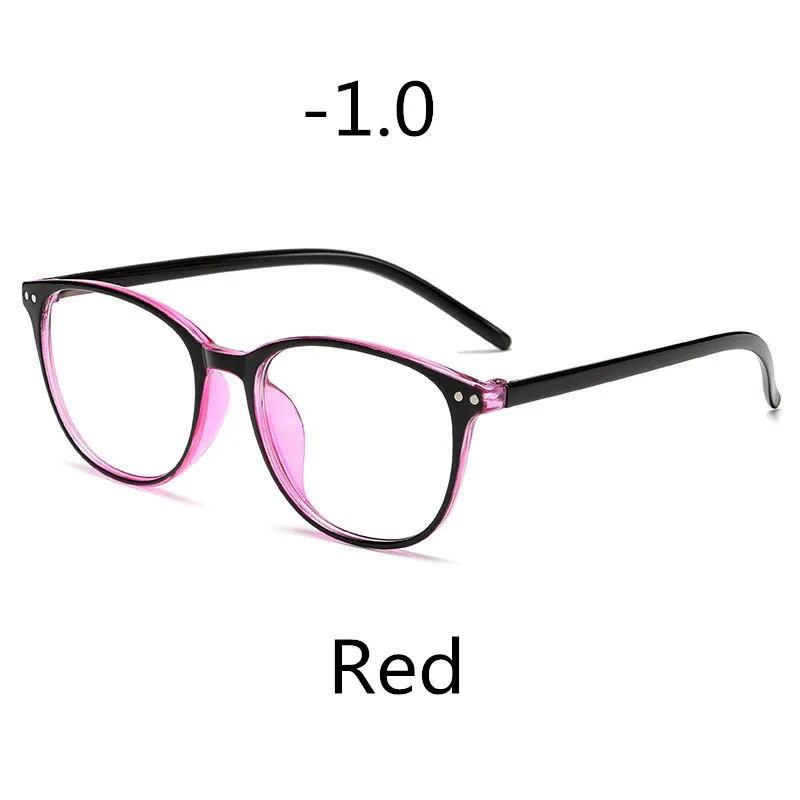 Elbru-1-1,5-2-2,5-3-3,5-4-4,5-5,0-5,5-6,0 классические очки с заклепками для близорукости с градусом для женщин и мужчин черная оправа для очков - Цвет оправы: Red -100