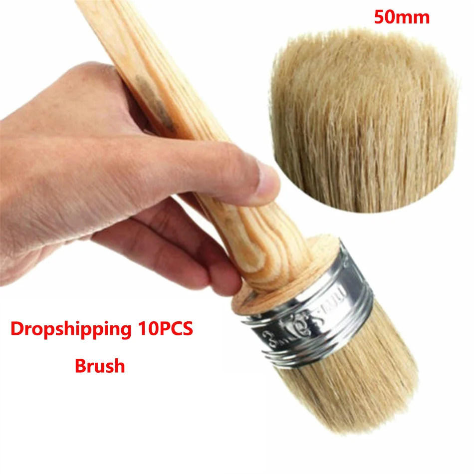 Dropshipping 10PCS 50mm Chalk Paint Waxing Brush Natural Bristles Tool Sets Home Furniture Stencils Brushes | Инструменты