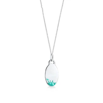 

1:1S925 sterling silver necklace, classic and fashionable oval water splash, heart-shaped necklace, Valentine's Day gift