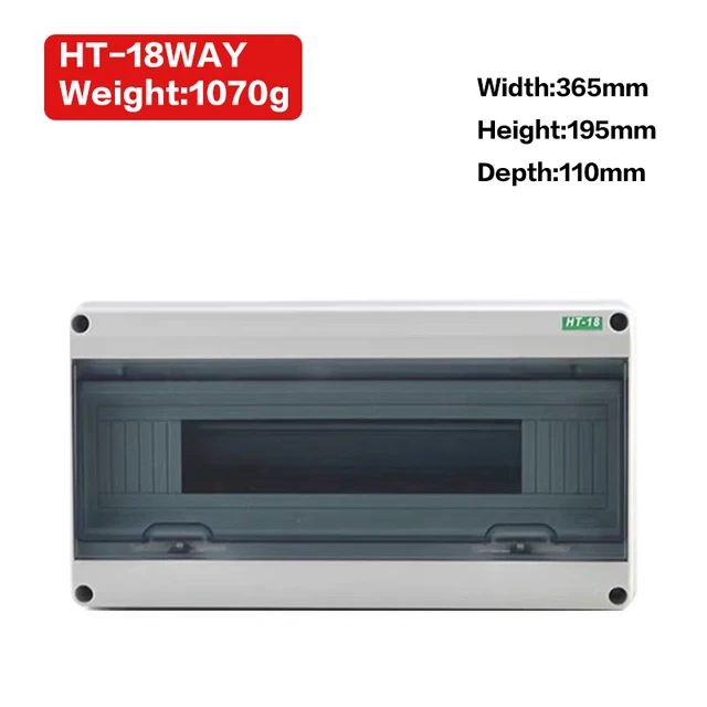 HT Waterproof Series Household illumination Electrical Distribution Box MCB Waterproof Junction Wire Box ABS 5/8/12/15/18/24Ways HT18