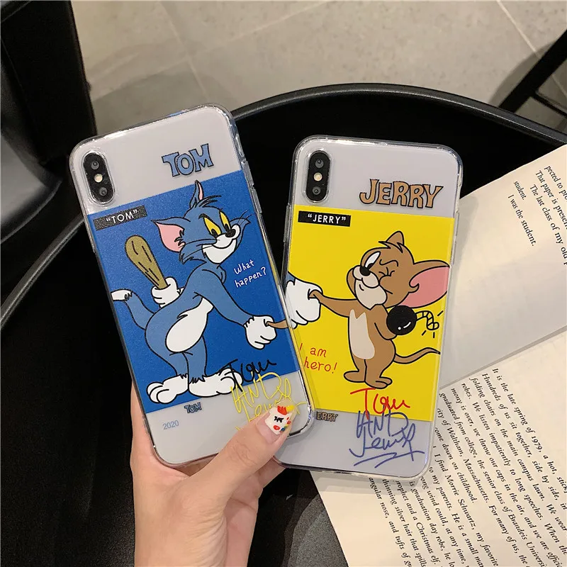 

Transparent phone case for iPhone XS MAX X XR XS Cute Cartoon cat mouse soft TPU cover case for iphone 6 6S 7 8 Plus back conque