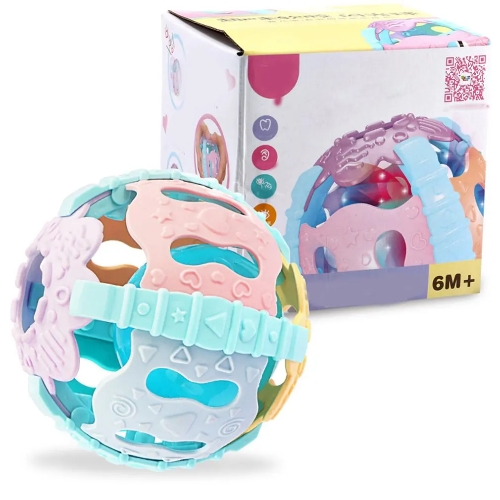 Красочный детский погремушка мяч мягкий ручной шейкер колокольчик со звуковым светом сенсорные развивающий, Образовательный детский игрушка для малышей захватывающий