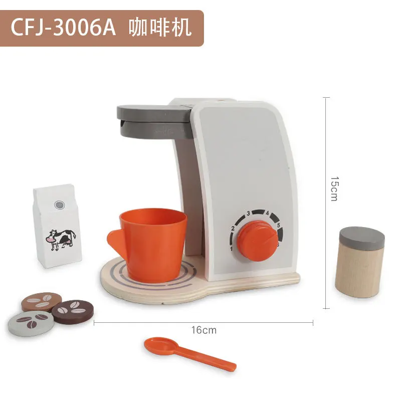Wooden Kitchen Cook Baby Toys Wood Coffee Machine Toaster Food Mixer kids Pretend Play Early Learning Educational New Year Gift (14)