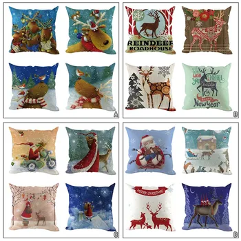 

Merry Christmas Decorative Pillowcases Polyester Christmas Throw Pillow Case Cover Santa Claus Elk Pillowcase kussensloop 4PCS