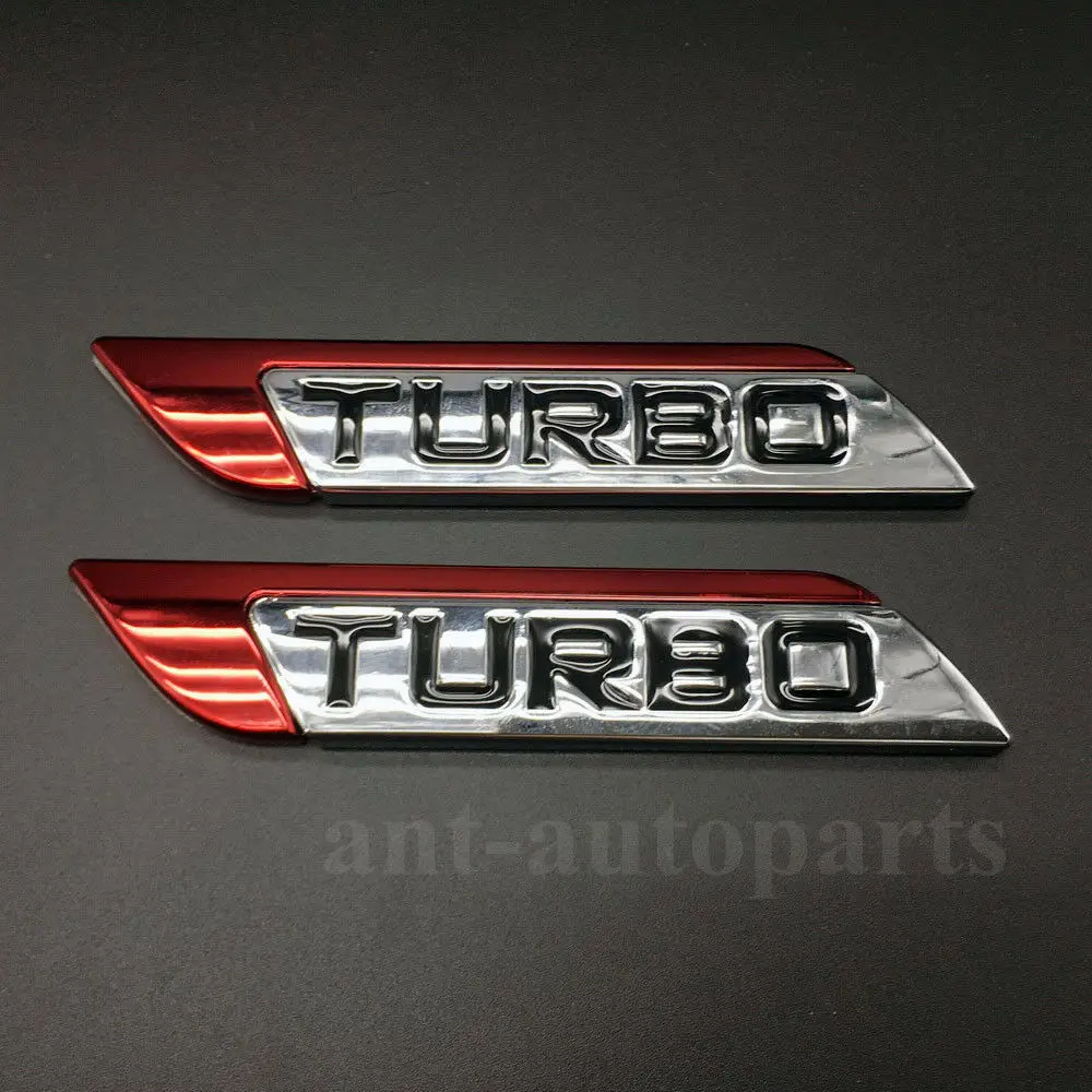 

2x 3D металлический хромированный турбо багажник Задняя дверь автомобиля красная эмблема значок наклейка
