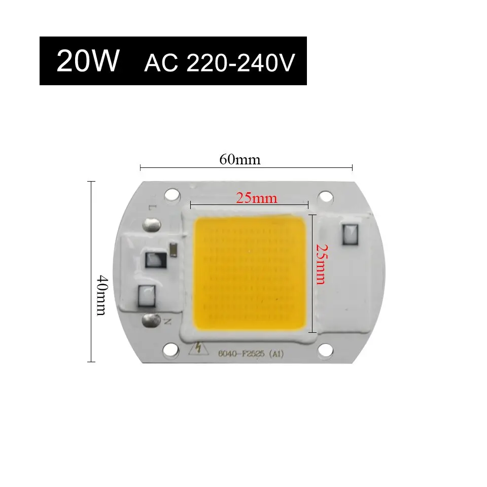 20W AC220 to 240V Интегрированный умный IC драйвер светодиодный COB чипы с высоким световым потоком IP65 20 Вт 30 Вт 50 Вт AC110V 220-240 В для DIY светодиодный прожектор - Испускаемый цвет: 20W AC220 to 240V