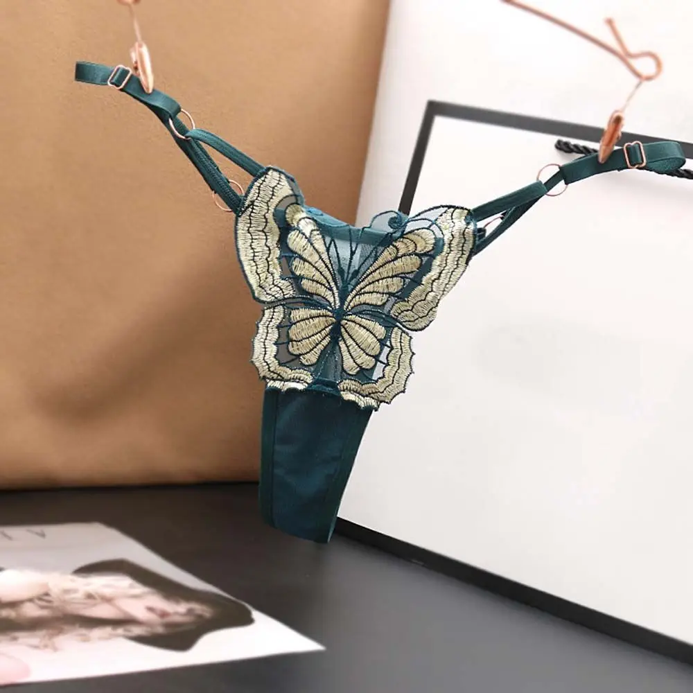Sexy Lace Butterfly Flower Panties Women Embroidery Adjustable European And American Transparent