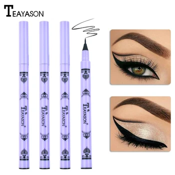

Teayason super slim eyeliner waterproof long lasting blue handle cool black color 1mm soft head liquid eyeliner pencil AM095