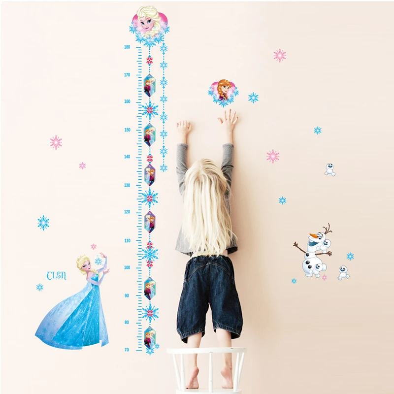 Cartoon Disney Olaf Elsa PVC Height Measure Wall Stickers For Kids Room Home Decor Frozen Anime Movie Mural Art DIY Growth Chart
