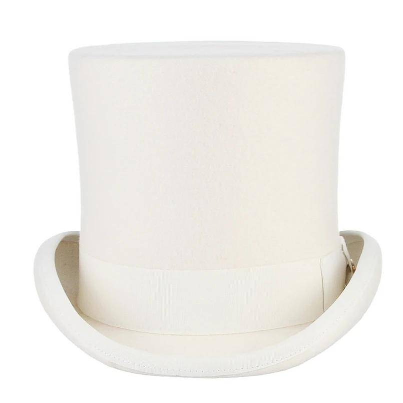 GEMVIE 17 см шерсть фетр белый топ шляпа костюм Fedora Шляпа-цилиндр для женщин/мужчин Топпер Mad Hatter вечерние Дерби Маг Шляпа