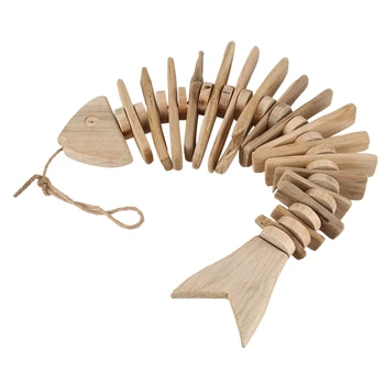 

Nordic Mediterranean Wooden Fish Decoration Restaurant Home American Rural Retro Wall Decoration Pendant,Medium