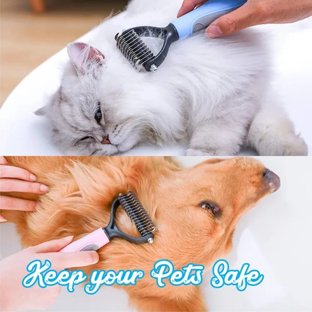 Open Knot Comb Dog Brush Grooming Pet Hair Removal Comb Double-Sided Stainless Steel Pet Hair  (3)
