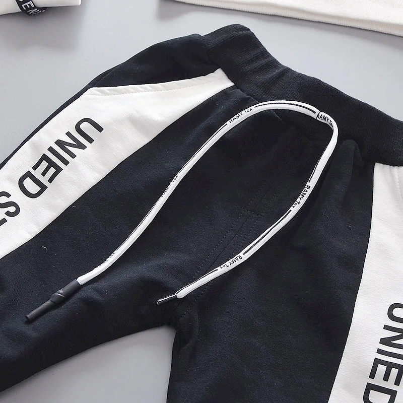 Baby Boy Casual Clothing Set Spring Autumn Children Hooded Sweatshirt Long Sleeve Splice Sets Toddler Pullover Tracksuit Suits