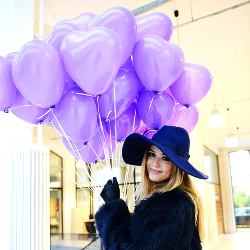 purple 20 шт./лот 2,2 г розовый белый красный латексные шары «любовь» в форме сердца утолщение Свадебные перламутровые шары поставки День Рождения Декор - Цвет: purple